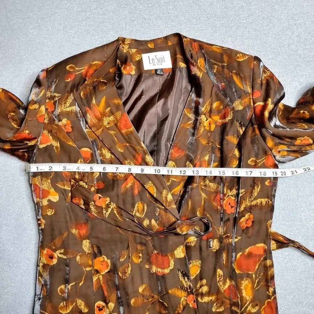 Le Suit Petite Brown‎ Leaf Print 2-Piece Set